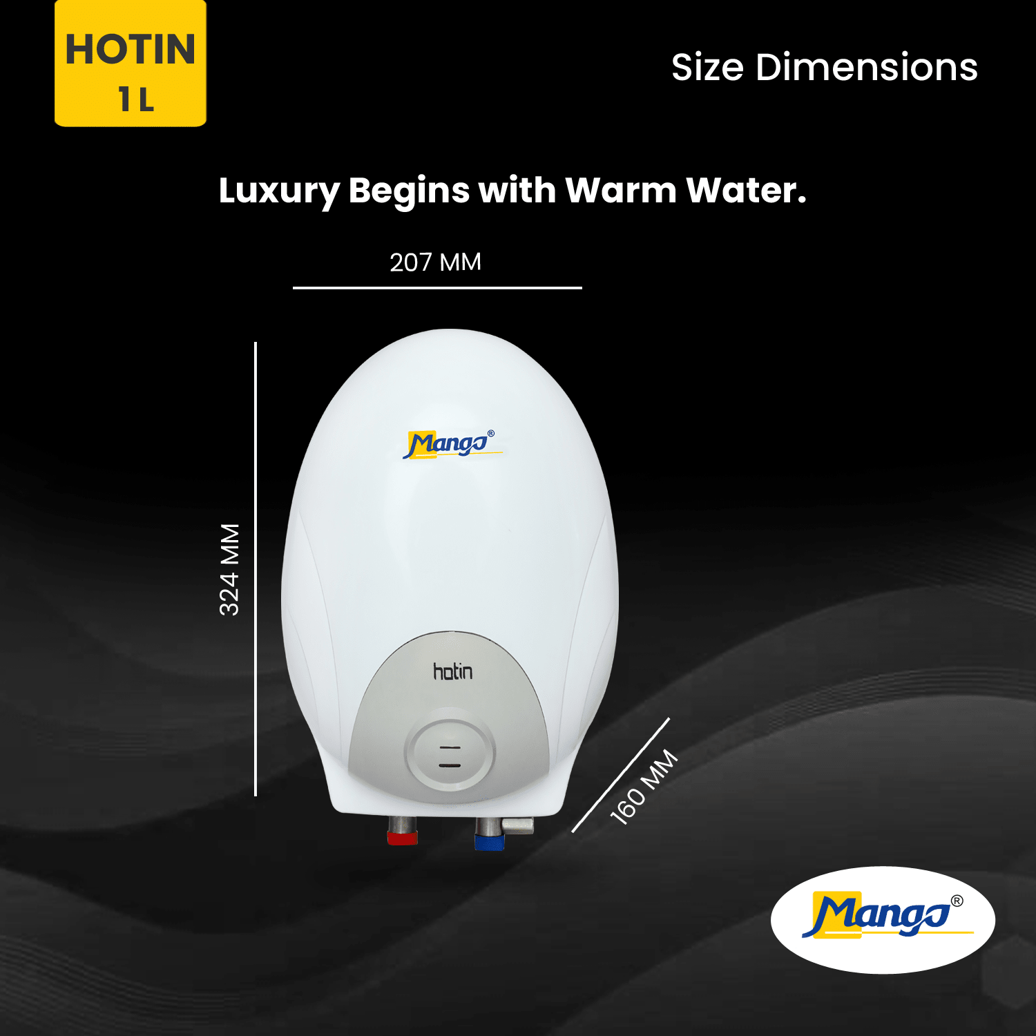 HOTIN 1L - Instant Water Heater (Italy Inspired Design) - Mango appliances